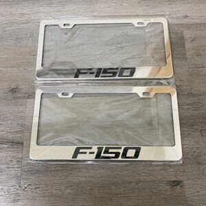 2 Pack For F-150 F 150 Chrome Finish Stainless Steel Metal License Plate Frame